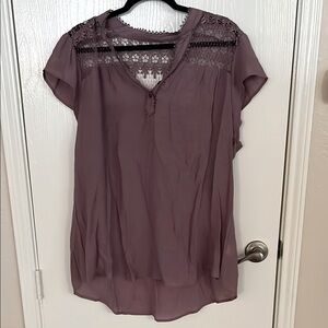 Perch by Blu Pepper lavender lace shoulder top. Sz 3XL